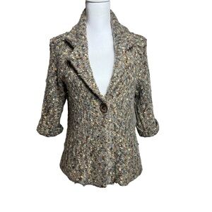 Carole Little Cardigan Sweater Women's Large Alpaca Mohair Blend Single Button